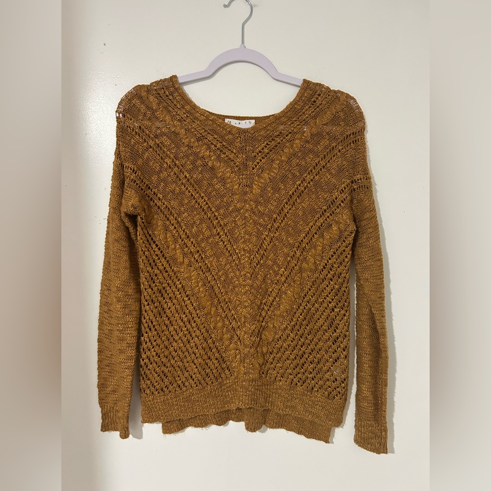 Cloud Chaser Women's‎ Mustard Knit Sweater crochet knit